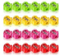 Colarr 24 Pcs Small Apple Shaped Manual Pencil Sharpeners with Lid Colorful Portable Pencil Sharpener for Kids Audlts Artists Classroom School Office