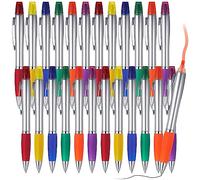 Colarr 30 Pcs Highlighter with Ballpoint Pen Combo Ballpoint Pen with Highlighter with Chisel Tips Pen Highlighter Combo for Student Office Writing Coloring Underlining Highlighting, Multi Colors
