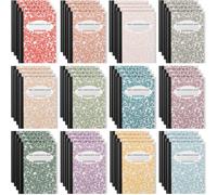 Colarr 48 Pack Mini Composition Notebook, Assorted Marble Covers 4.5 x 3.25 Inch Narrow Ruled Mini Pocket Marble Journal Notebooks for School Office, 120 Pages (60 Sheets), 12 Colors(Morandi 2)