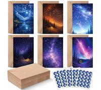 Colarr 48 Pcs Starry Night Sky Thank You Cards with Envelopes & Stickers 4x6 Blank Space Galaxy Greeting Note Cards Bulk Celestial Forest Cosmic Postcards for Adults Birthday Sympathy Wedding