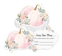 Colarr 60 Pcs Fall Pink Pumpkin Guess How Many Game Cards Double Side Baby Shower Guessing Game Prediction Cards a Little Pumpkin is on The Way Decor for Autumn Thanksgiving Day Bridal Shower Party