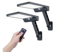 COLBOR Outdoor Solar Lights, Security Lights Outdoor with Motion Sensor/Remote Control IP65 Waterproof 3 Modes Outdoor Lights Solar Powered for Garden Fence 2PCS, Solar-Outdoor-Wall-Lights-LED