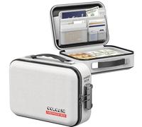 COLCASE Fireproof Money Box with Lock, Hard-Shell Design, Fireproof Water Resistant Portable Safe Box for Cash, A5 Documents, Passport and Valuables, 11.3x8x4 Inches, Gray
