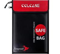 COLCASE Upgraded 2 Pockets Fireproof Document Bag (2000 ℉)15 x 11 Inches Silicone Coated Fireproof and Waterproof Money Bag Fireproof Safe Storage for Money, Documents, Jewelry and Passport