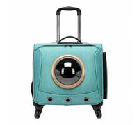 Colcolo 1 Piece Wheeled Pet Carrier Case with Transparent Front Window and Side Storage Pocket for Travel Supplies Suitable for Cats and Small Animals, Green