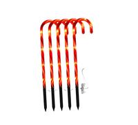 Colcolo 1 Set Candy Cane Lights Decor LED Ground Insert Portable Crutches Easy to Install for Christmas Yard Outdoor Garden Driveway, 5 Lamps