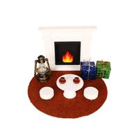 Colcolo 10 Pieces Resin Dollhouse Fireplace Set | Flame Effect, Decorated, Dollhouse Room Decoration, for Dollhouses, DIY Crafters, Coffee
