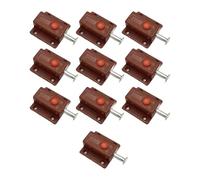 Colcolo 10Pcs Bolt Sliding Lock, Spring Loaded Press Button, Barrel Bolt Security Latch, Door Gates Security Latch for Cabinet, Brown