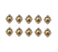 Colcolo 10pcs Rhinestone Cabochon Sewing Crystal Button for DIY Wedding Decor, Gold, 30x25mm