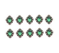 Colcolo 10pcs Rhinestone Cabochon Sewing Crystal Button for DIY Wedding Decor, Green, 30x25mm