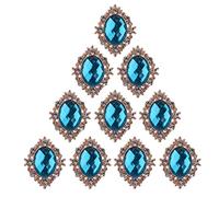 Colcolo 10pcs Rhinestone Cabochon Sewing Crystal Button for DIY Wedding Decor, Lake Blue, 30x25mm