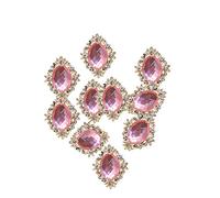 Colcolo 10pcs Rhinestone Cabochon Sewing Crystal Button for DIY Wedding Decor, Pink, 30x25mm