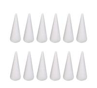 Colcolo 12 Pieces Craft Foam Cones White Polystyrene Cones Decors Foam Tree Cones Christmas Tree for Festival, Classroom Activities, 9.8cm
