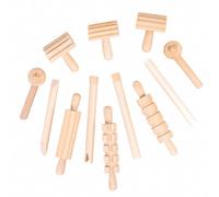 Colcolo 12 Pieces Wooden Rolling Pin Tool Assortment -Friendly Modeling Kit with Rolling Pins Smooth for Preschool, ssroom Activities