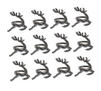 Colcolo 12Pcs Napkin Holders Reindeer Napkin Rings Dinner Table Setting Metal Xmas Rustic Napkin Buckles for Wedding Receptions Christmas Decorative, Black