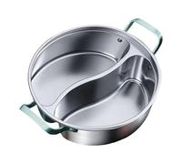 Colcolo 2-Section Divided Hot Pot, Stainless Steel Non-Stick Multi-Cooker, Thicken for Induction Gas Stove, Easy to Clean, Suit for Shabu/Soup/Fondue, Family Gathering&Party Use, 34cm(Without Lid)