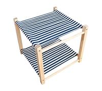 Colcolo 2 Tier Cat Hammock Bed Cat Furniture Cozy Breathable Freestanding Wood Frame Wood Elevated Cat Bed for Small Dogs Bunny Pets