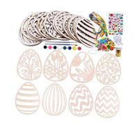 Colcolo 24 Pieces Easter Wooden Egg Cutouts Wood Pieces Hanging Ornaments for Painting Blank Craft Kit for Holiday Easter Decorations