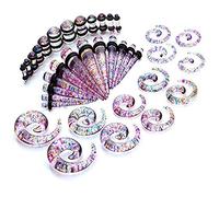 Colcolo 36PCS Ear Tapers and O Plugs Spiral Ear Gauges 8G-00G Stretching Kit