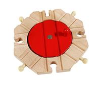 Colcolo 4 Way Swivel Rail Wooden Train Turntable, Fits Standard Tracks | Solid Wood Turntable, 360° Smooth Rotation for DIY Railway Layouts. Safe Educational Toy for Toddlers Ages 3+