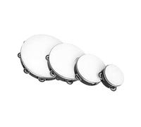 Colcolo 4x Wooden Tambourines Handbell Clap Drum Portable 4in 6in 8in 10in Percussion Hand Held Tambourine Drum for Dancing Singing