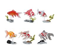 Colcolo 6 Pieces Miniature Fish Figurines Ornaments,Artificial Art Accessories,Lifelike with Stand,Aquarium Decorations for Fish Tank, Style B