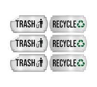 Colcolo 6Pcs Trash and Recycle Stickers Decal, Self Paste Recycling Bin Labels Sorting Stickers for Gym Outdoor Indoor Bar Hotel, Argent