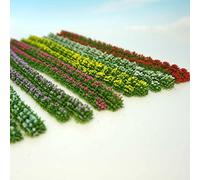 Colcolo 6x Artificial Miniature Flower Strips Bush Model 1:12 Dollhouse Scenery for Railway Train Diorama Garden Landscape DIY Architecture Lawn, 0.7cm wide