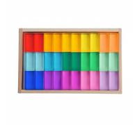 Colcolo Acrylic Building Blocks Set Translucent Rainbow Stackable Creative Construction Educational Toy Optical Refraction Suitable for Sorting Counting, 15-Color 30PC