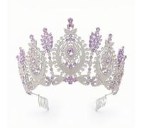 Colcolo Adjustable Stage Crown Bridal Tiara Rhinestone Headpiece Crystal Alloy Construction With Comb Attachment Suitable for, style to 10
