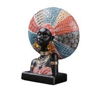 Colcolo African Tribal Woman Bust Statue Collectible Ornament Decorative Handcrafted Table Sculpture for Shelf Display Multipurpose