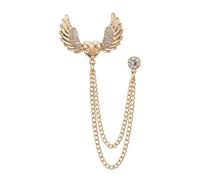 Colcolo Angel Wing Brooch Pin Alloy Rhinestone Vintage Tassel Ornamental Lapel Accessory Distinctive Look Suitable for Office Wear and Social Events, Gold with Clear Rhinestones