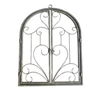 Colcolo Arched Window Wall Decor Metal Scroll Wall Decor Artwork Cretive Farmhouse Rustic for Bedroom Yard Living Room Garden, Imitation Rust Color