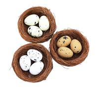 Colcolo Artificial Birds Nest with Foam Eggs, Miniature Easter Eggs, Easter Decor, Premium, Lightweight, Simulation, Ornament, 3 Pieces Style A