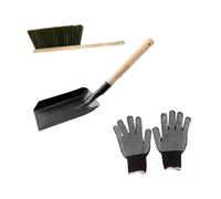Colcolo Ash Dustpan Hearth Brush Set Fireplace Tools Set Hearth Cleaning Tool Wider Modern Firepit Dustpan and Brush Kit