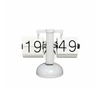 Colcolo Automatic Page Clock Retro Desk Clock Flip Clock Table Clock With Cards And Fashionable Decor stainless steel body and, All White, 24-Hour Display, Thin Font