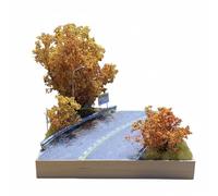 Colcolo Autumn Diorama Model Miniature Scene Display Base Road Diorama Street Layout Handmade Materials Wood Resin Suitable for collectors shelves desktop, 20x20cm, Autumn C