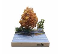 Colcolo Autumn Diorama Model Miniature Scene Display Base Road Diorama Street Layout Handmade Materials Wood Resin Suitable for collectors shelves desktop, 20x20cm, Autumn B