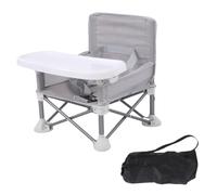 Colcolo Baby Seat Booster Toddlers Dining Seat Removable Tray with Travel Bag, Aluminum Alloy Baby Camping Chair with Tray Portable Folding Booster Feeding Chair for Children Toddlers Infants, Gray