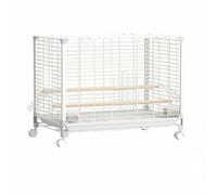 Colcolo Bird Cage Parakeet Habitat Cockatiel Enclosure Metal Aviary Rolling Stand With Wheels Removable Tray Side Doors Horizontal Climbing Rods Complete Set, Array, White, Large 76 48 57CM