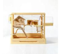 Colcolo Bird Cage Spacious Birdcage Aviary Enclosure Habitat With Scatter Reducing Base Ventilated Mesh And Handy Front Opening Made Of And Iron Suitable for, Array, Yellow, Luxury Log Style