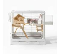 Colcolo Bird Cage Spacious Birdcage Aviary Enclosure Habitat With Scatter Reducing Base Ventilated Mesh And Handy Front Opening Made Of And Iron Suitable for, Array, White, Luxury Log Style