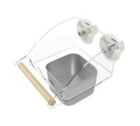 Colcolo Bird Feeder for Cage, with Perch Anti Slip Acrylic Food Container Parakeet Feeder for Budgies Budgerigars Parakeet Conures