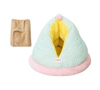 Colcolo Cat Bed Cave Hut Non Slip Bottom Warm Soft Cute Comfortable with Blanket Hideaway for Sleeping Hedgehog Bunny Hamster Indoor, blue L