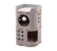 Colcolo Cat Bed Cave with Hanging Ball Toy Hiding Scratch Resistant Hideaway Cat House Covered Tunnel Condo for Resting Pet Sleeping, Gray Double Layer