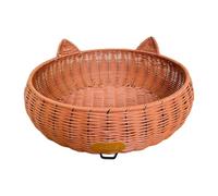 Colcolo Cat Bed Kitten Nest Pet Supplies Round Scratch Resistant Cat Hideaway Hut Handmade Woven Basket for Sleeping All Seasons, S