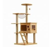 Colcolo Cat Climbing Structure Sturdy With Rectangular Base Sisal Scratching Clear Acrylic Pod Suitable for indoor cats, Jiji Upgraded Model, Thickened Board - Single Space Capsule + Cat House