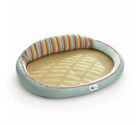 Colcolo Cat Cooling Bed Oval Cat Bed Pet Cushion Cat Lounger with Woven Center Panel and Bolster Edge for Secure Resting suitable for cats that curl cozy nooks home use, Blue, M