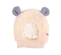 Colcolo Cat Costume Hat Warm Knitted Funny Adorable Soft Ears Wrap Party Cap for Small Medium Large Cats Small Animals Walking Hiking, Beige