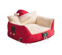 Colcolo Cat Couch Cat Chair Christmas Decor Breathable Warm Anti Slip Adorable Soft Removable Cover Dog Bed for Cats and Small Dogs, Red S